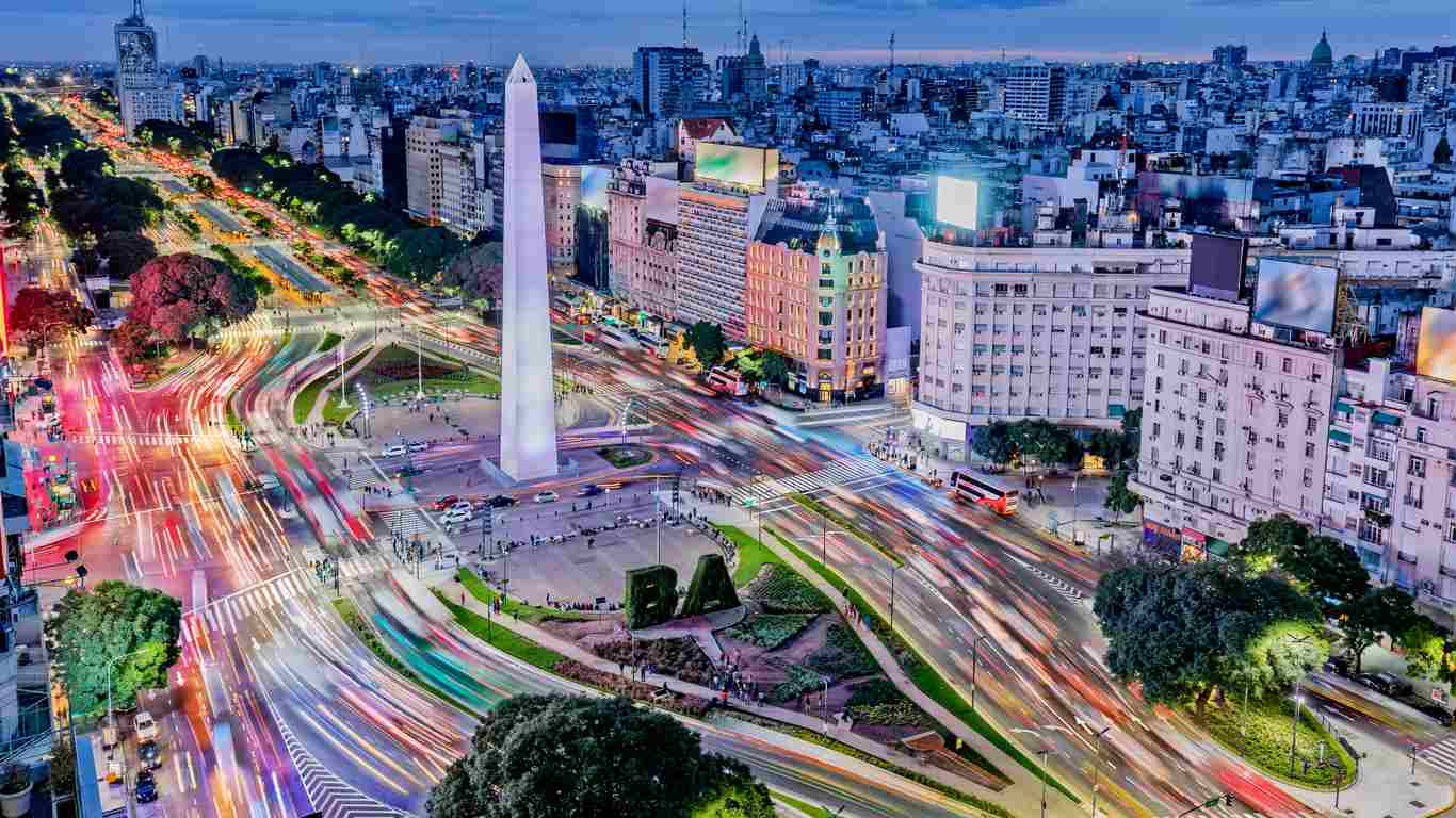 Vista aerea de Buenos Aires, com o Obelisco ao centro.