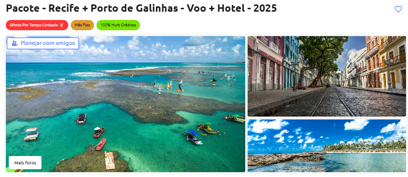 Pacote - Recife + Porto de Galinhas - Voo + Hotel - 2025