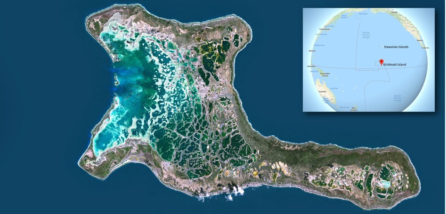 Mapa Kiritimati, no Oceano Pacífico